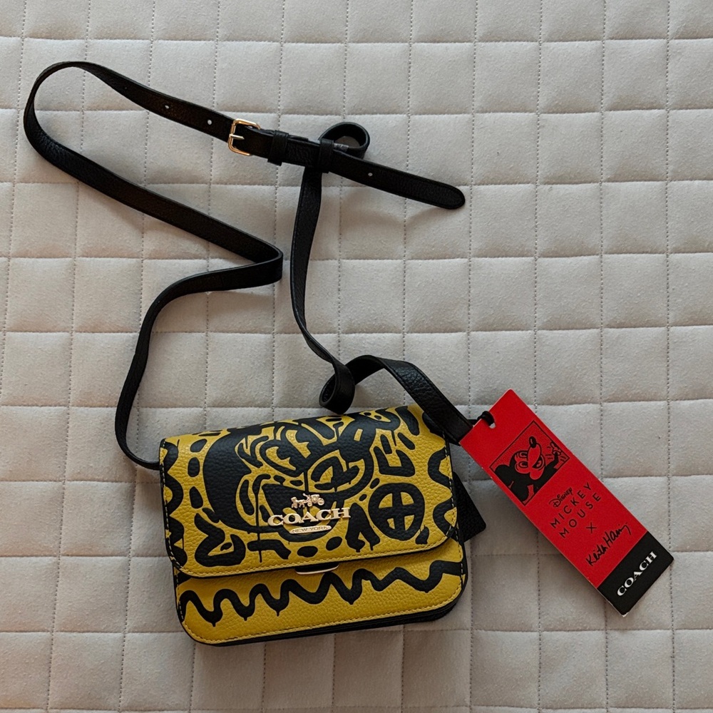 Coach x Disney x Keith Haring - Mickey Mouse Yellow and Black Crossbody Bag